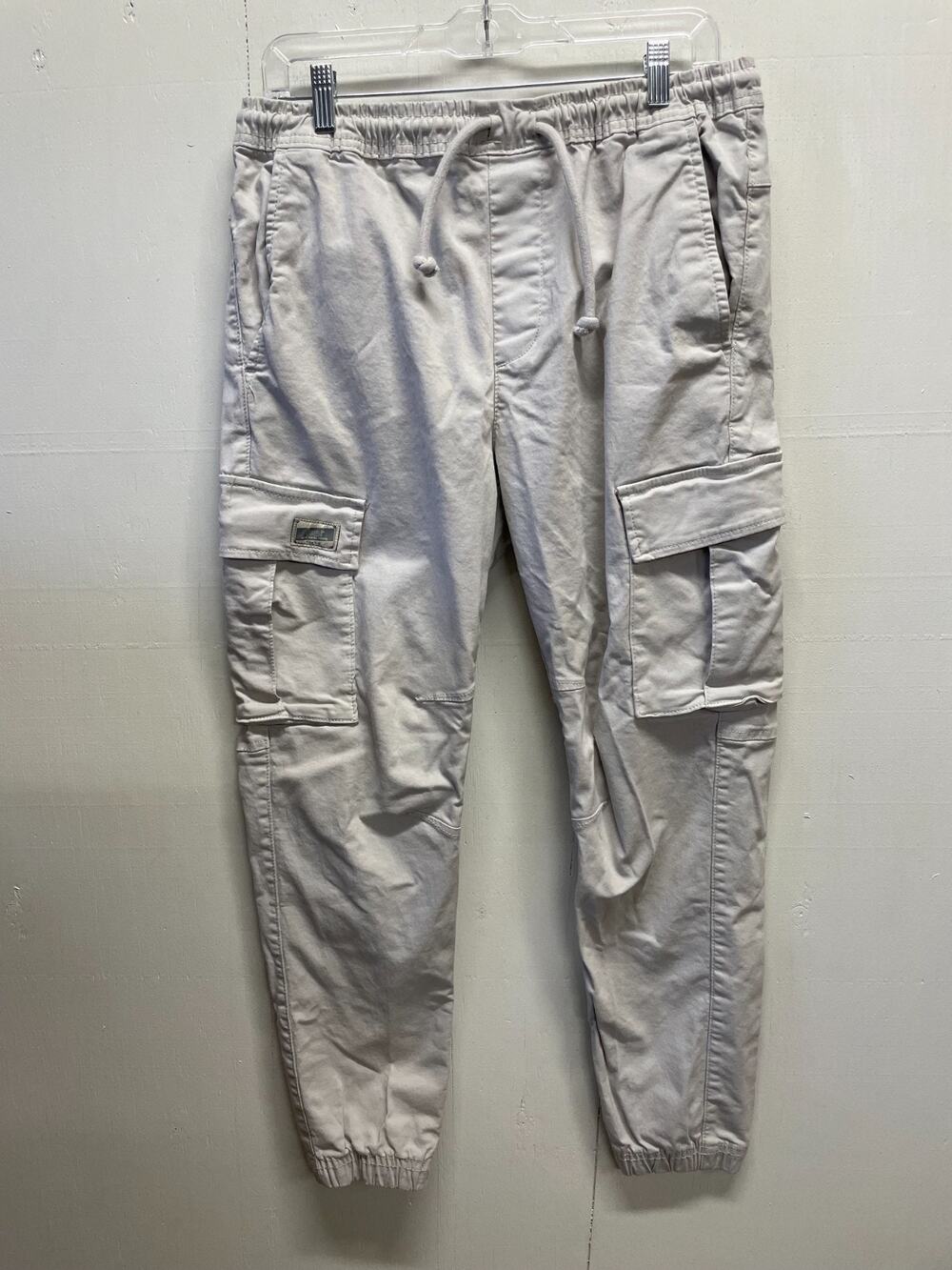 Zara Pants Women's Size Medium Beige Cargo Jogger Tapered Casual Drawstring